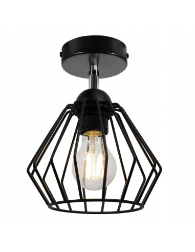 Plafon EDISON w industrialnym stylu - metalowy reflektor rombowy do nowoczesnych wnętrz i loftowych aranżacji.