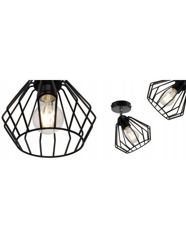 Plafon EDISON w industrialnym stylu - metalowy reflektor rombowy do nowoczesnych wnętrz i loftowych aranżacji.