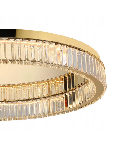 Plafon LED SPARK TOP 80 cm z kryształami w złotym wykończeniu - lampa do sypialni, salonu i jadalni.