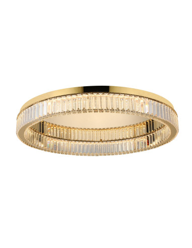 Plafon LED SPARK TOP 80 cm z kryształami w złotym wykończeniu - lampa do sypialni, salonu i jadalni.