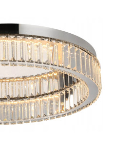 Luksusowy plafon LED SPARK TOP 60 cm z kryształami i ściemnianiem do salonu, sypialni, jadalni - srebrny glamour 2