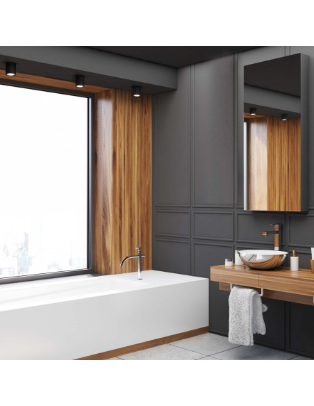 Minimalistyczne oświetlenie sufitowe Faro XL IP65 do łazienki i tarasu, czarne metalowe z gwintem GU10