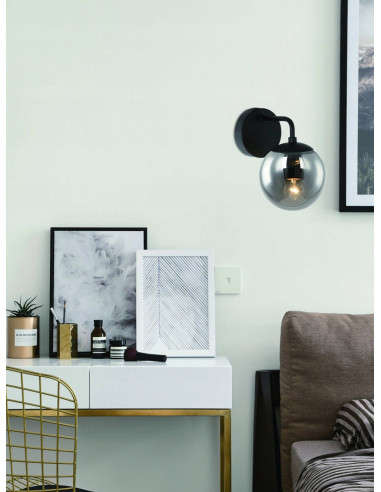 Kinkiet Ścienny Bao Parette Nero Fume - Elegancka Lampa Metalowo-Szklana do Wnętrz Nowoczesnych