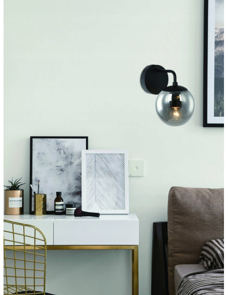 Kinkiet Ścienny Bao Parette Nero Fume - Elegancka Lampa Metalowo-Szklana do Wnętrz Nowoczesnych