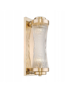 Kinkiet SERGIO - złoty glamour z szklanym cylindrem do eleganckich wnętrz i nowoczesnych sypialni