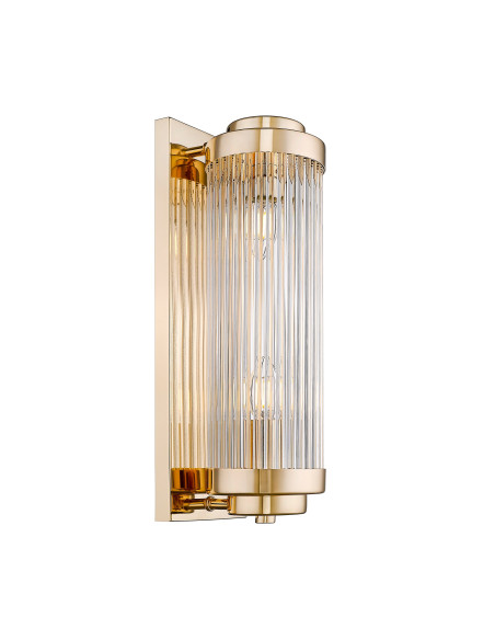 Kinkiet SERGIO - złoty glamour z szklanym cylindrem do eleganckich wnętrz i nowoczesnych sypialni