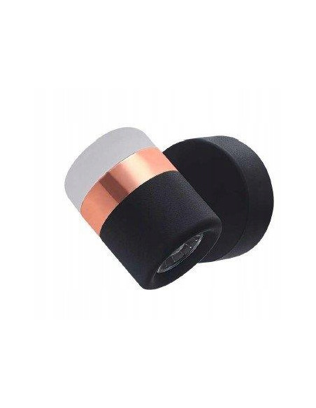 Elegancki kinkiet POCCO w czerni z miedzianym pierścieniem LED - nowoczesna lampa ścienna do stylowych wnętrz.