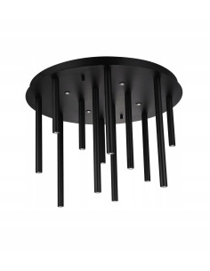 Plafon LED ILIOS 12 z wiszącymi tubami, czarny, ściemniacz, nowoczesny design do salonu i biura