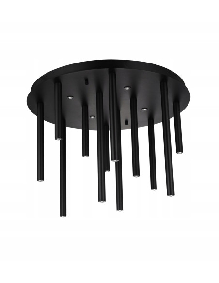 Plafon LED ILIOS 12 z wiszącymi tubami, czarny, ściemniacz, nowoczesny design do salonu i biura