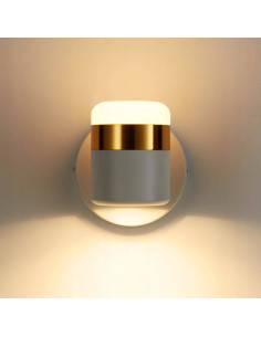 Kinkiet POCCO LED w białym i złotym, elegancka lampa ścienna z regulowanym światłem do sypialni 23 cm