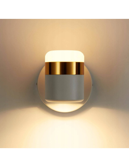 Kinkiet POCCO LED w białym i złotym, elegancka lampa ścienna z regulowanym światłem do sypialni 23 cm