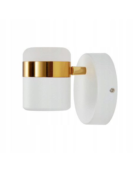 Kinkiet POCCO LED w białym i złotym, elegancka lampa ścienna z regulowanym światłem do sypialni 23 cm