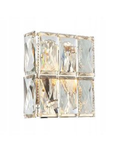 Kinkiet ścienny Intero Gold Parette z kryształem - elegancka lampa kwadratowa do salonu i sypialni