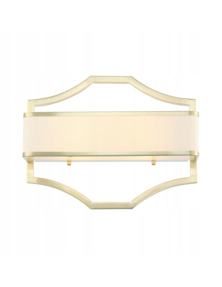 Kinkiet Gerdo Parette w satynowym złocie z tkaninowym kloszem - luksusowe oświetlenie do eleganckich wnętrz