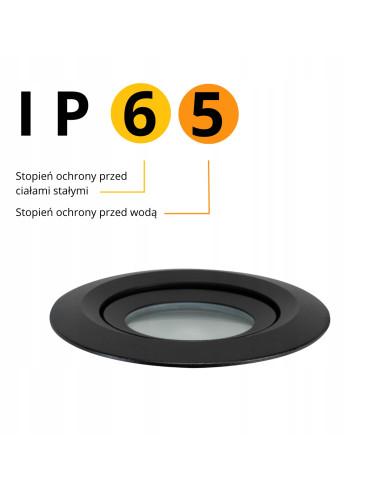 Oczko podtynkowe LED Lagos IP65 - czarne, regulowane, do wnętrz i stref wilgotnych, GU10, 1 punkt światła