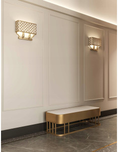 Kinkiet Verno Parette Old Gold - nowoczesna lampa ścienna o eleganckim designie i wyjątkowym geometrycznym kloszu. 2