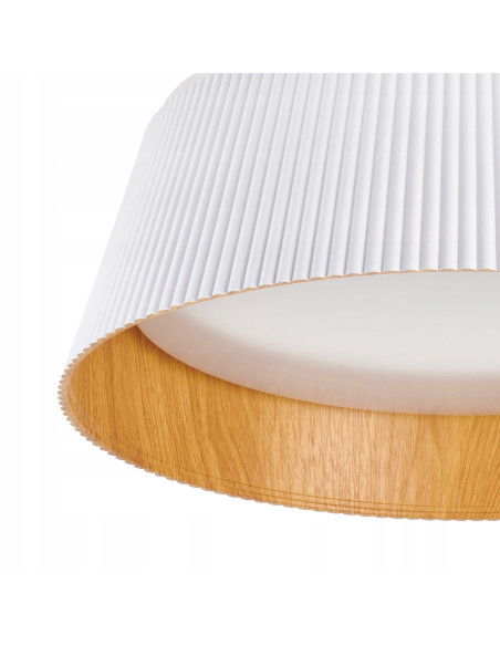 Plafon LED FRILL Skandynawski 45 cm z drewnem - Okrągły, elegancki, ciepłe białe światło do kuchni i wnętrz nowoczesnych.