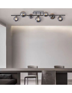 Lampa sufitowa AVIANO SEVILLA G9, nowoczesny plafon z szklanymi kloszami, czarny chrom, 7 punktów światła, elegancki design