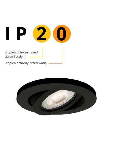 Stylowe regulowane oczko sufitowe GU10 Lagos w czerni - nowoczesne oświetlenie do salonu, sypialni i biura.