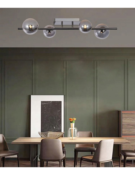 Lampa sufitowa Sevilla - nowoczesny półplafon z 4 kulistymi kloszami w czarnym chromie do eleganckich wnętrz