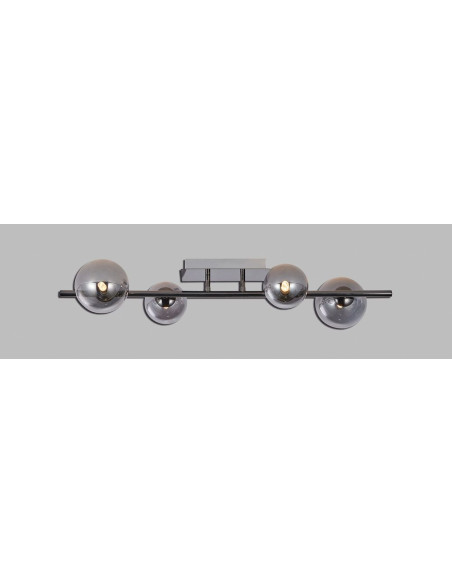 Lampa sufitowa Sevilla - nowoczesny półplafon z 4 kulistymi kloszami w czarnym chromie do eleganckich wnętrz