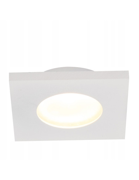 Kwadratowe, wodoodporne oświetlenie sufitowe IP65 Lagos 50W GU10, energooszczędne, metalowe, białe do łazienek i kuchni