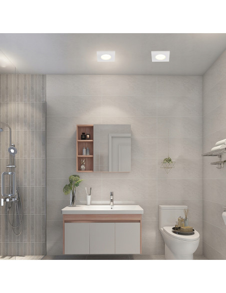 Kwadratowe, wodoodporne oświetlenie sufitowe IP65 Lagos 50W GU10, energooszczędne, metalowe, białe do łazienek i kuchni