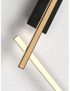 Nowoczesna lampa sufitowa LED RIMINI 3-punktowa w czerni i drewnie - idealna do kuchni i salonu. 2