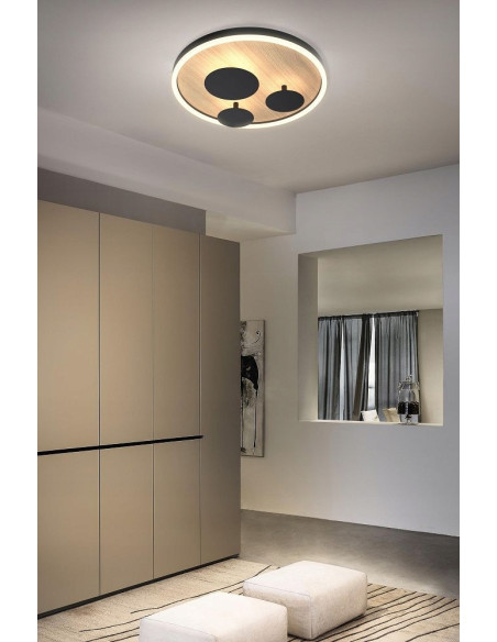 Plafon LED Reims w stylu nowoczesnym z metalowymi osłonkami, dostępny w dwóch rozmiarach – eleganckie oświetlenie biurowe