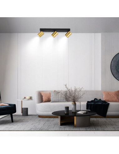Lampa sufitowa Spot Snow z regulowanymi reflektorami, złota, 3x GU10, elegancka do nowoczesnych wnętrz