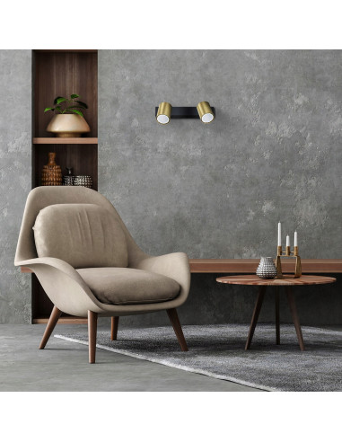 Luksusowa podwójna listwa sufitowa z reflektorami w eleganckim szczotkowanym złocie - Kolekcja Snow od Light Prestige