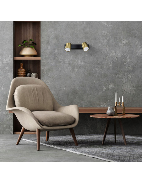 Luksusowa podwójna listwa sufitowa z reflektorami w eleganckim szczotkowanym złocie - Kolekcja Snow od Light Prestige