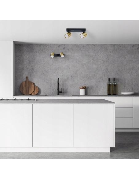 Luksusowa podwójna listwa sufitowa z reflektorami w eleganckim szczotkowanym złocie - Kolekcja Snow od Light Prestige