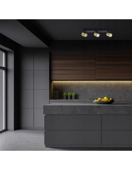 Lampa sufitowa Spot Snow z regulowanymi reflektorami, złota, 3x GU10, elegancka do nowoczesnych wnętrz