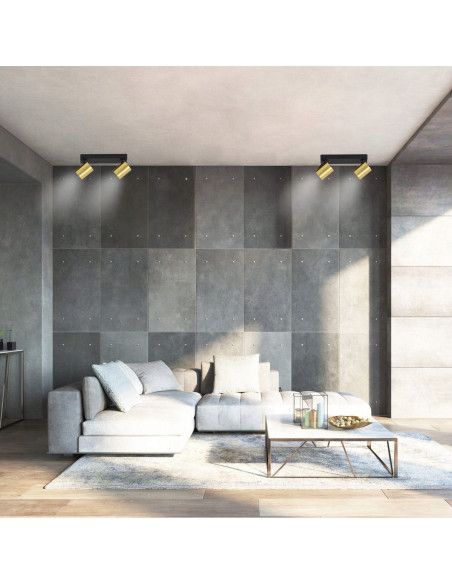 Luksusowa podwójna listwa sufitowa z reflektorami w eleganckim szczotkowanym złocie - Kolekcja Snow od Light Prestige