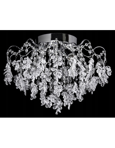 Plafon Kryształowy Venti Flores 50 cm z Chromowanym Wykończeniem E27 - Nowoczesne Oświetlenie do Kuchni i Salonu
