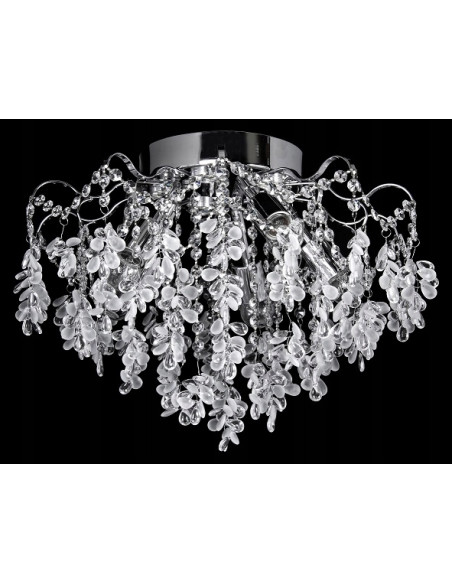 Plafon Kryształowy Venti Flores 50 cm z Chromowanym Wykończeniem E27 - Nowoczesne Oświetlenie do Kuchni i Salonu