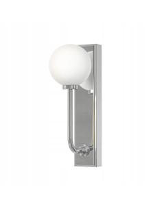 Kinkiet Ero Parette Cromo IP44 - Srebrna nowoczesna lampa ścienna z mleczną kulą do sypialni i eleganckiego holu