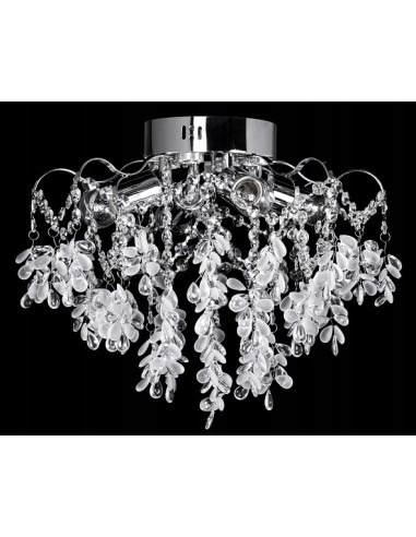 Plafon Kryształowy Venti Flores 50 cm z Chromowanym Wykończeniem E27 - Nowoczesne Oświetlenie do Kuchni i Salonu