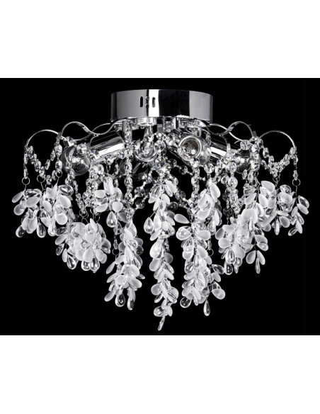 Plafon Kryształowy Venti Flores 50 cm z Chromowanym Wykończeniem E27 - Nowoczesne Oświetlenie do Kuchni i Salonu