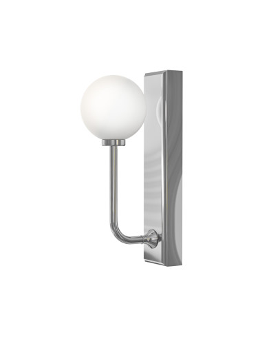 Kinkiet Ero Parette Cromo IP44 - Srebrna nowoczesna lampa ścienna z mleczną kulą do sypialni i eleganckiego holu