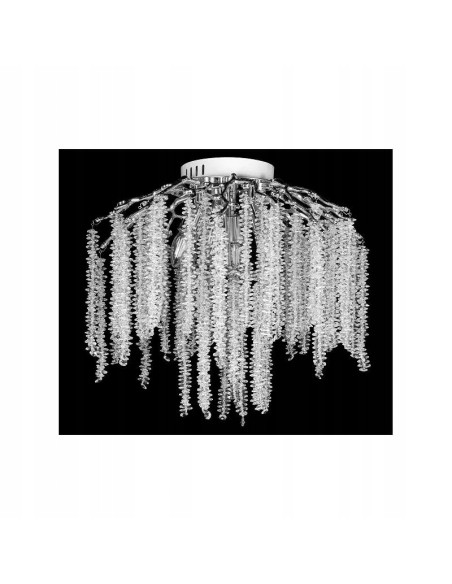 Elegancki plafon kryształowy Venti w kolorze chromu z 6 punktami świetlnymi do klasycznych wnętrz