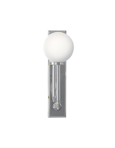 Kinkiet Ero Parette Cromo IP44 - Srebrna nowoczesna lampa ścienna z mleczną kulą do sypialni i eleganckiego holu