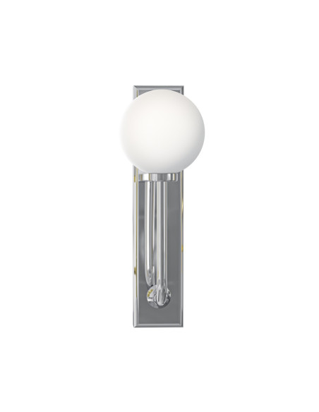 Kinkiet Ero Parette Cromo IP44 - Srebrna nowoczesna lampa ścienna z mleczną kulą do sypialni i eleganckiego holu