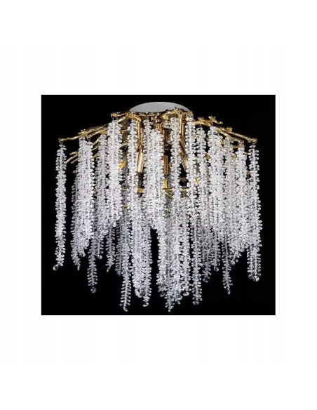 Elegancka Plafoniera Kryształowa Wierzba Płacząca z Złotymi Akcentami - Lampa do Sypialni i Salonów