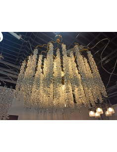 Elegancka Plafoniera Kryształowa Wierzba Płacząca z Złotymi Akcentami - Lampa do Sypialni i Salonów 2