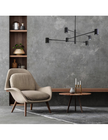 Lampa sufitowa Snow 6xGU10 czarna - nowoczesny reflektor do salonu i biura od Light Prestige