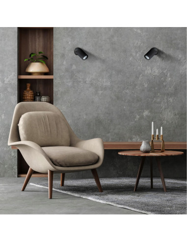 Lampa ścienna Spot Snow GU10 czarna z regulacją – eleganckie oświetlenie do sypialni i nowoczesnych wnętrz