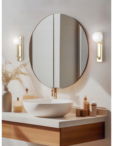 Kinkiet Ero Parette Gold IP44 - Luksusowy złoty kinkiet z mleczną kulą do nowoczesnych wnętrz i łazienek