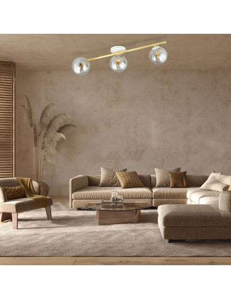 Plafon sufitowy SPLENDI z grafitowymi kloszami i złotym akcentem - nowoczesne oświetlenie do biura i mieszkań